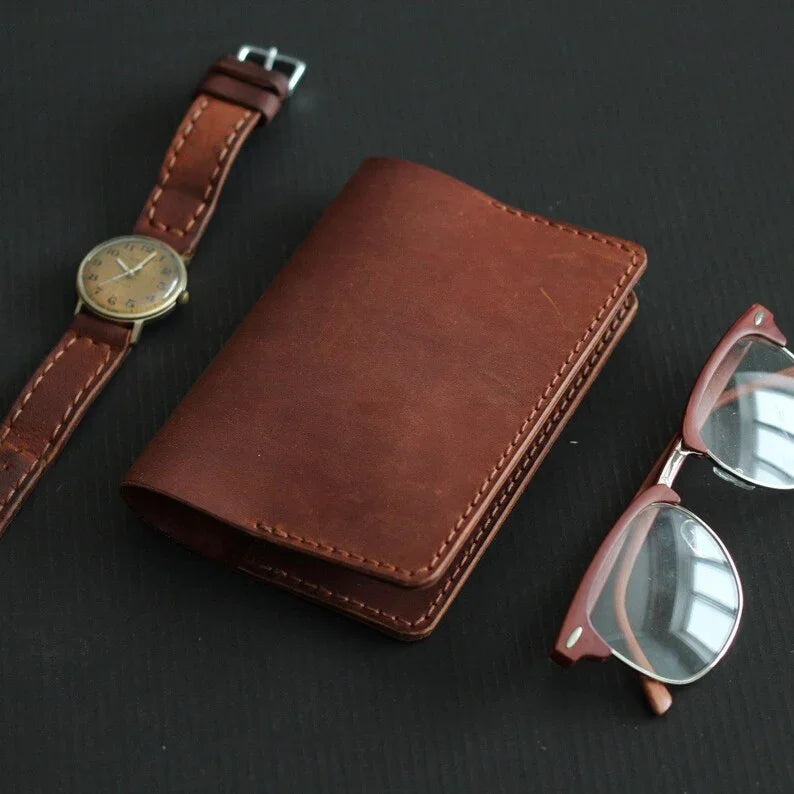 Brown Leather Passport Holder Travel Wallet Case