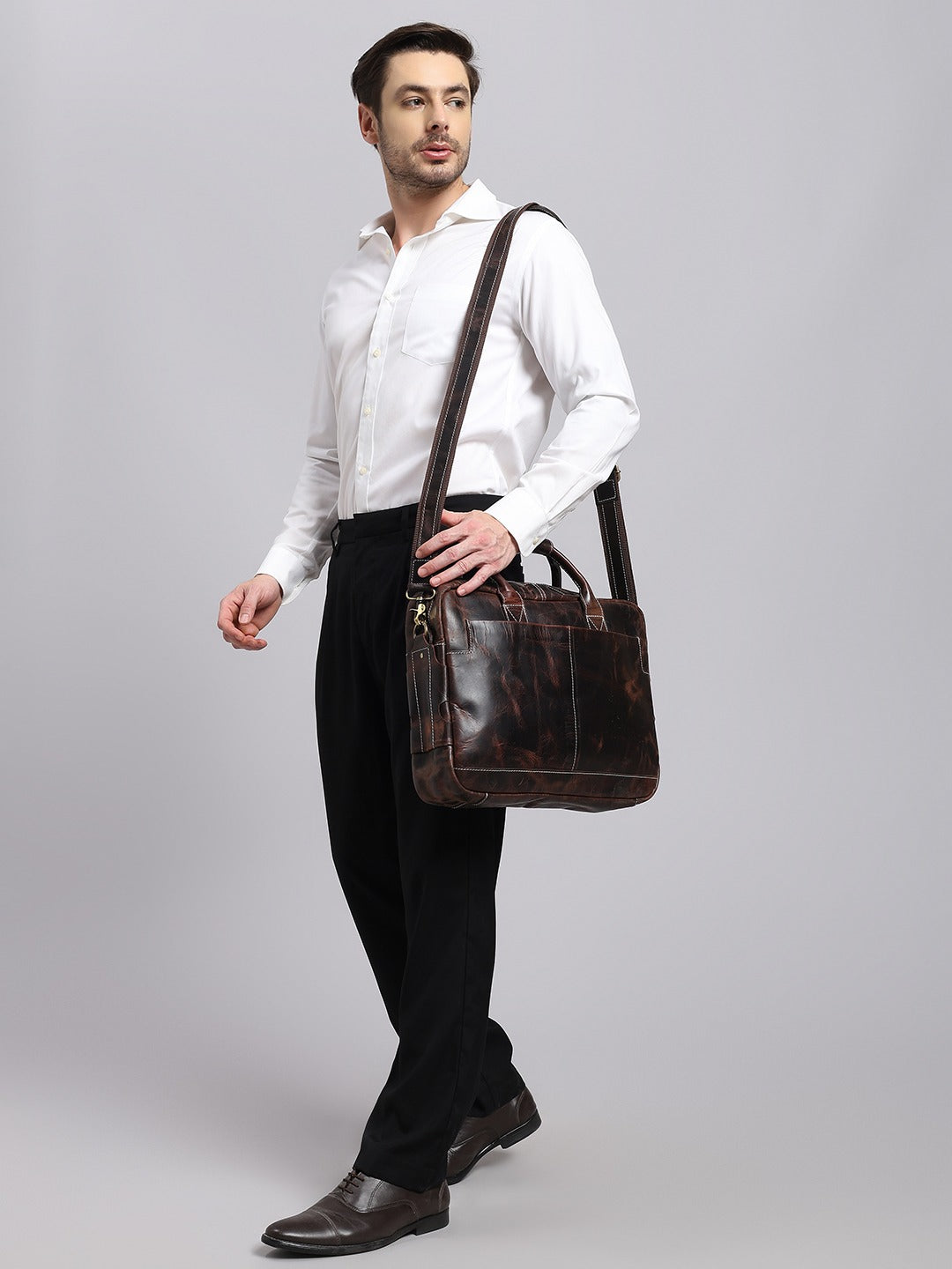 Classic Full Grain Leather Office Briefcase