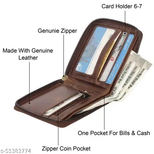 Classic Brown Elegance Zip Wallet