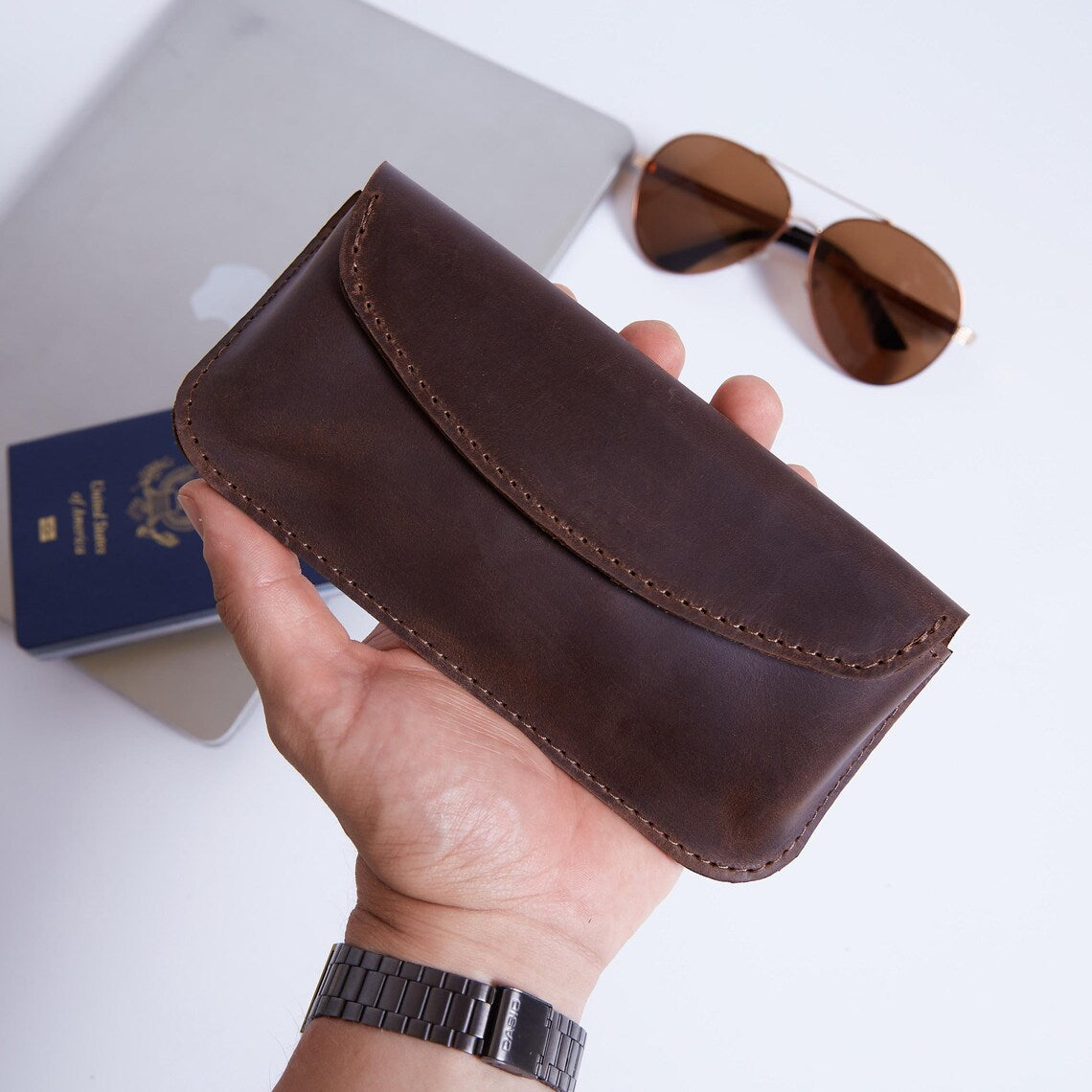 Genuine Leather Vintage Sunglasses Case
