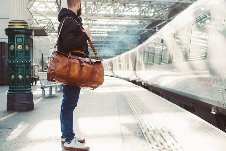 Genuine Leather Duffle Bag Unisex Travel, Carry-On, Luxury Weekender Luggage