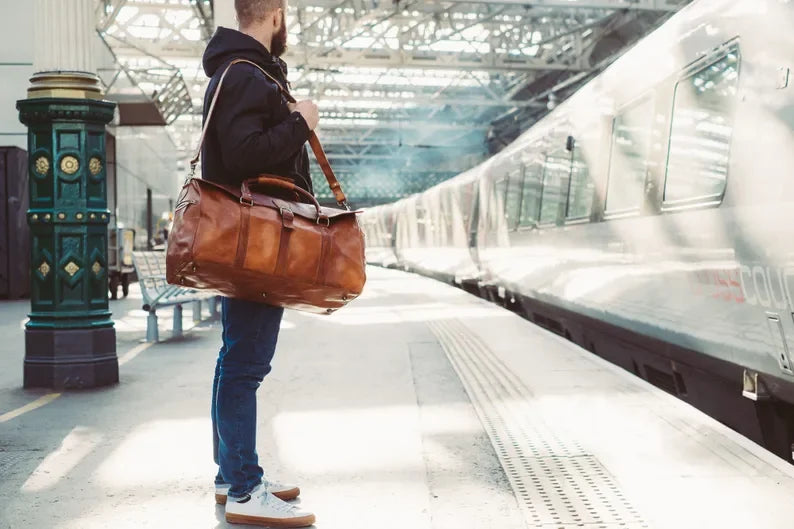 Genuine Leather Duffle Bag Unisex Travel, Carry-On, Luxury Weekender Luggage