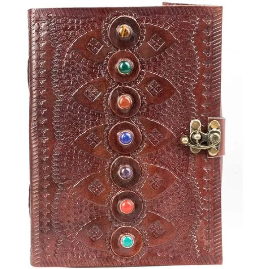 HANDMADE LEATHER SEVEN STONE CHAKRA JOURNAL