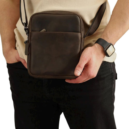 Handmade Genuine Leather Crossbody Bag for Men