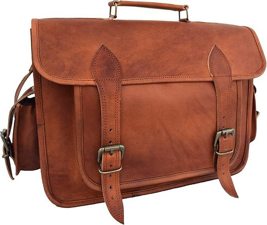 Handmade Vintage Leather DSLR Camera Bag – Brown Messenger Satchel, Removable Crossbody