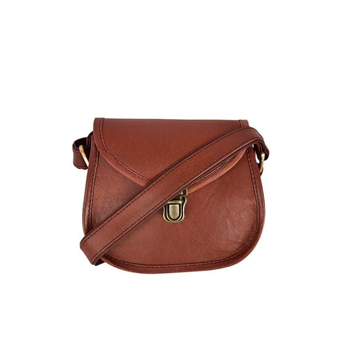 Rustic Brown Leather Compact D-Shape Sling Bag