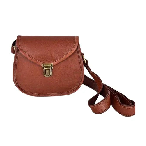 Rustic Brown Leather Compact D-Shape Sling Bag
