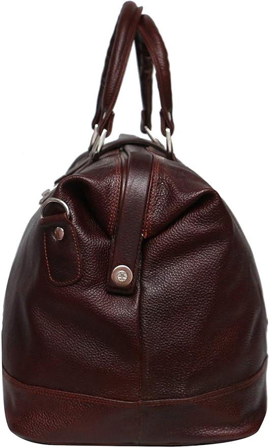 Men’s 22-Inch Genuine Brown Leather Travel Bag