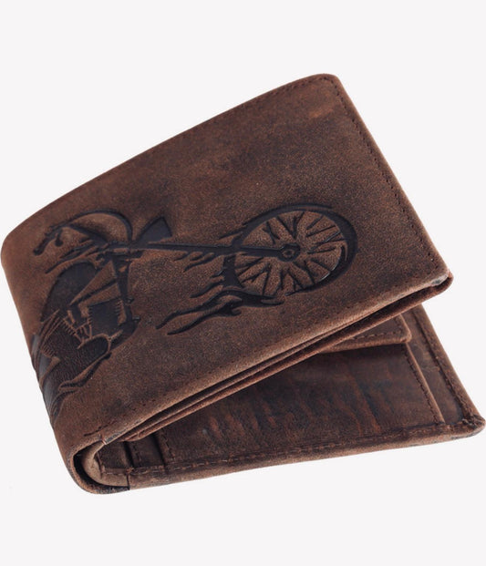 Men’s Brown Leather Wallet Vintage Biker Design