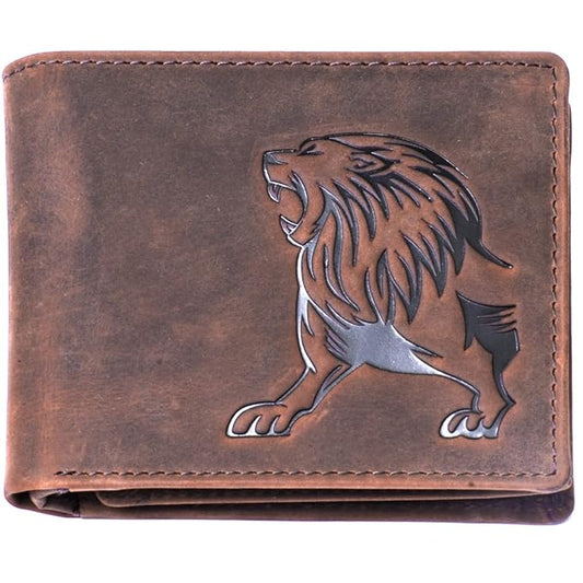 Men's Lion Vintage Brown Leather Wallet