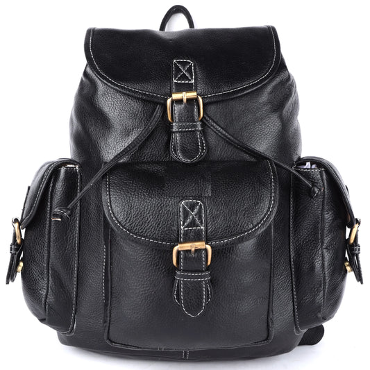 Stylish Black Leather Backpack