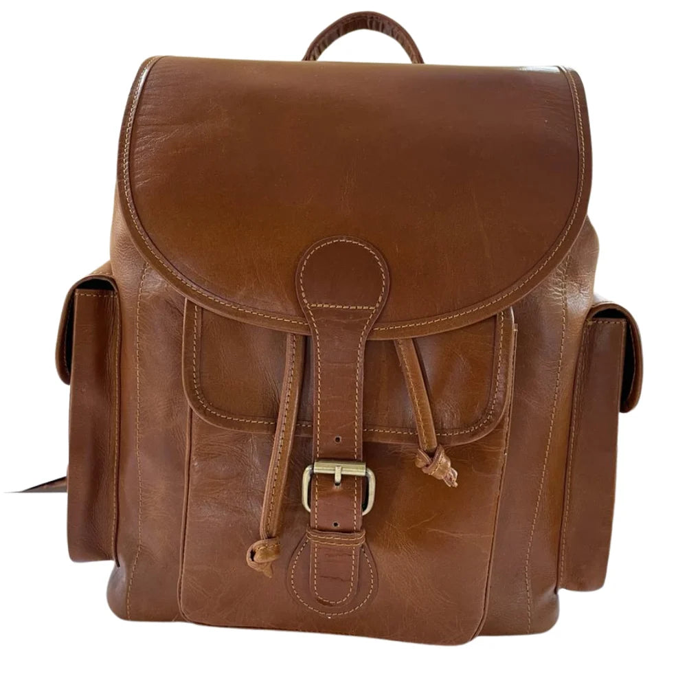 Men's Tan Leather Backpack Unisex Style – montexoo