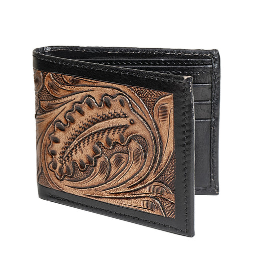 Men's Western-Style Genuine Tooled Leather Wallet