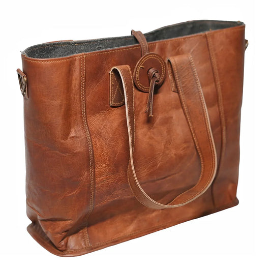 Leather Tote Laptop Bag for Women