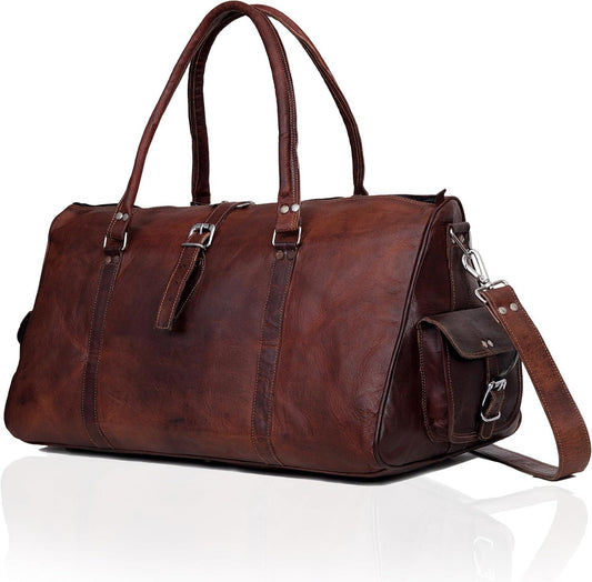 Rustic Charm Vintage Leather Travel Duffle Bag
