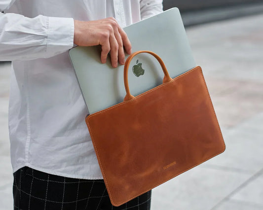 Streamlined Leather Laptop Sleeve with Zipper