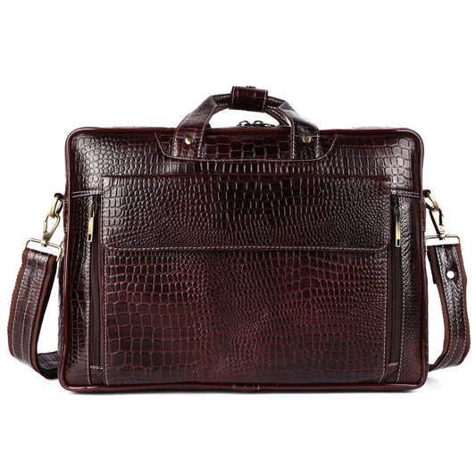 Vintage Brown Leather Briefcase Shoulder Bag