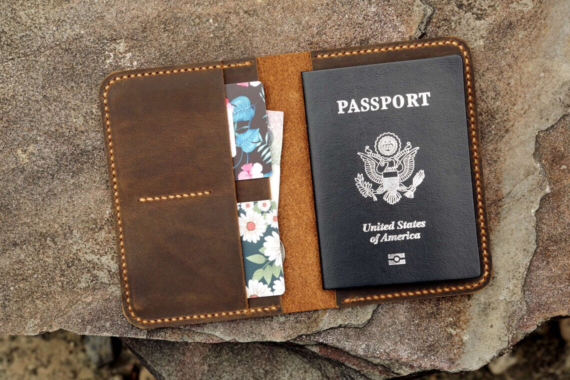 Vintage Buff Leather Passport Case