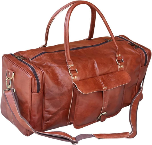 Vintage Handmade Genuine Leather Travel Duffel Bag