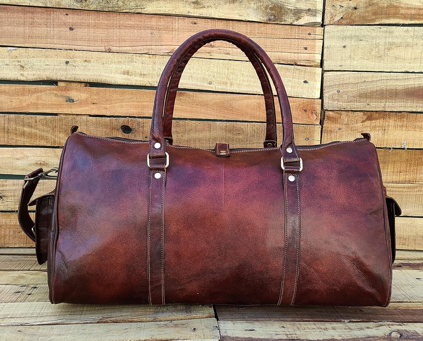 Vintage Leather Travel Duffle Bags for Men