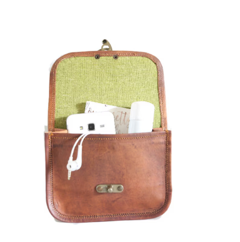 Vintage Brown Leather Shoulder Bag Crossbody Handbag for Women