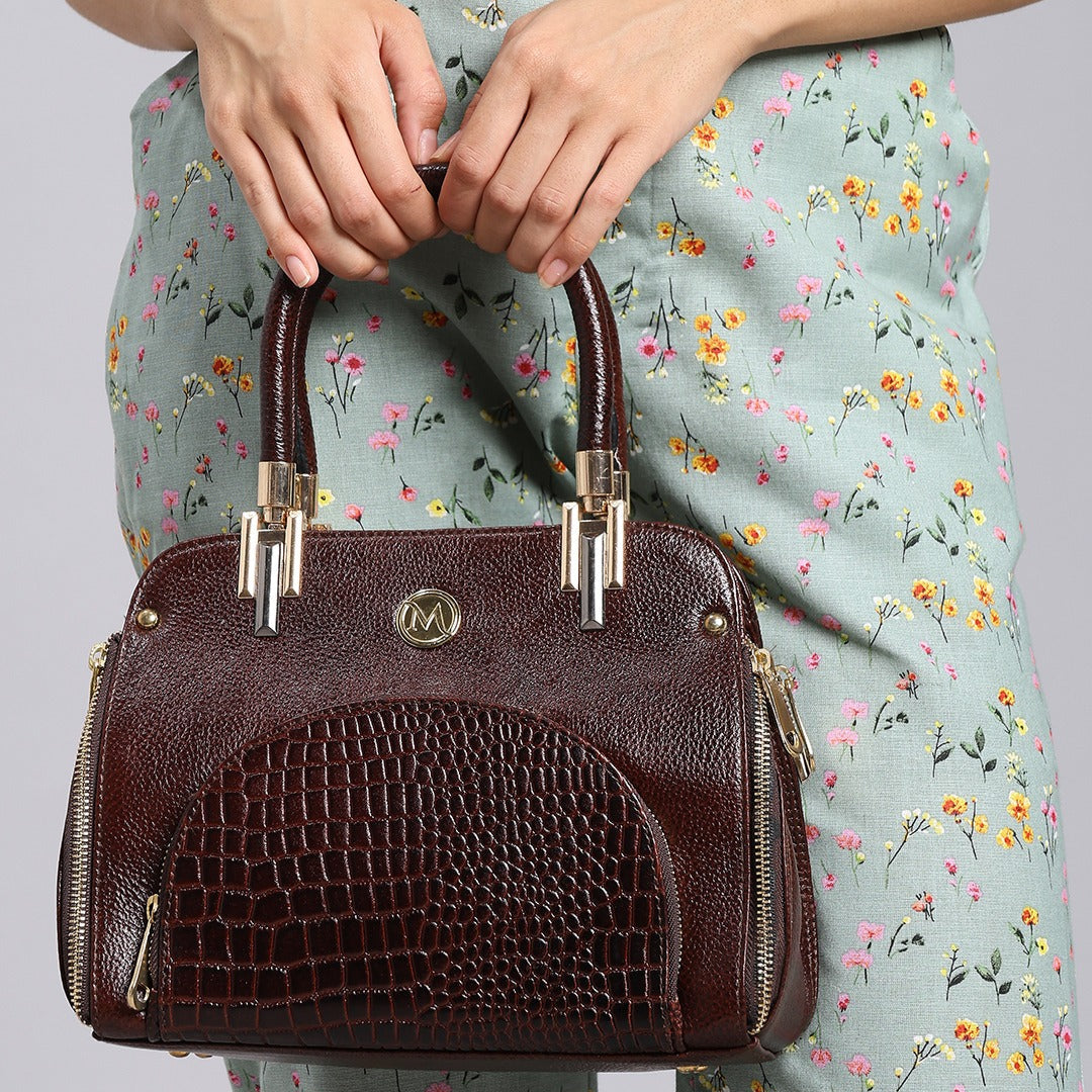 Leather Sling Handbag - Mocha Majesty