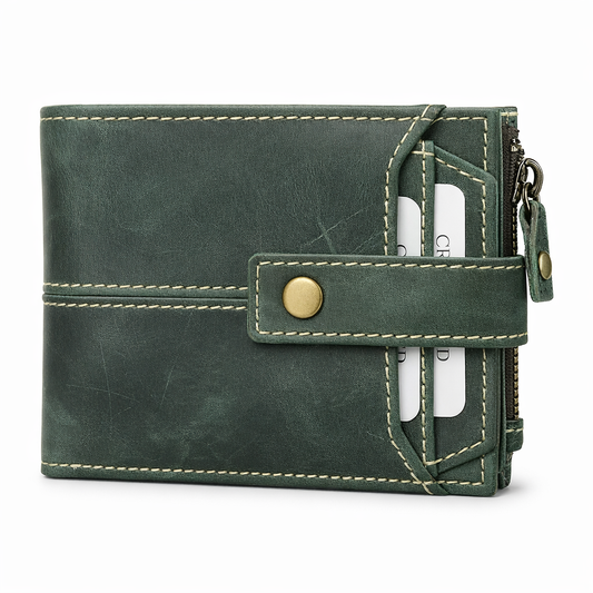 Men’s Bi-Fold Hunter Leather Wallet – Green
