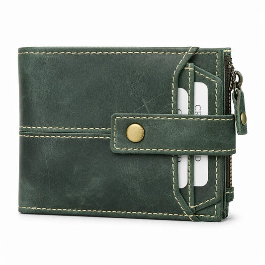 Men’s Bi-Fold Hunter Leather Wallet – Green