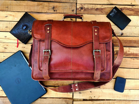 Handmade Leather Messenger Bag & Briefcase Laptop & Office Bag for Men & Women