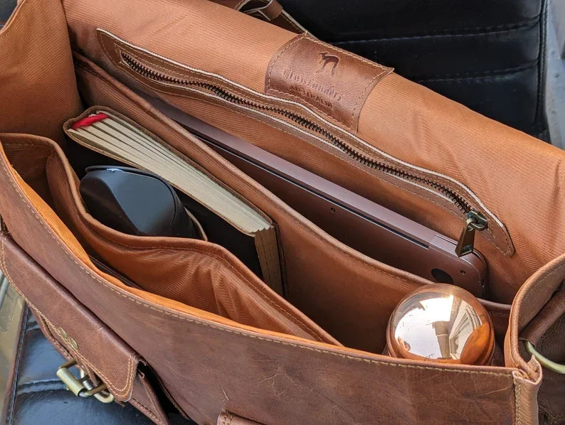 15" Genuine Leather Laptop Bag Adjustable & Convertible Straps