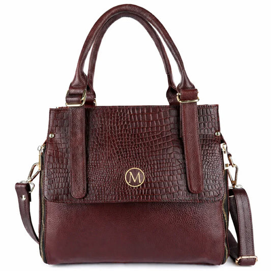 MaxiCarry Multi-Compartment Leather Handbag