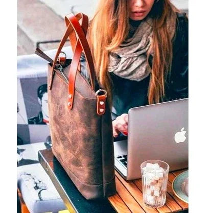 Buffalo Leather Tote Handbag For Women Purse