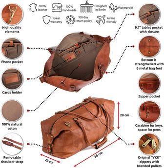 Genuine Leather Traveler Overnight Weekender Duffle Bag