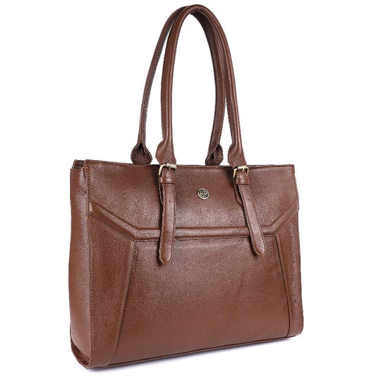 Genuine Leather Women's Brown Laptop Messenger Bag