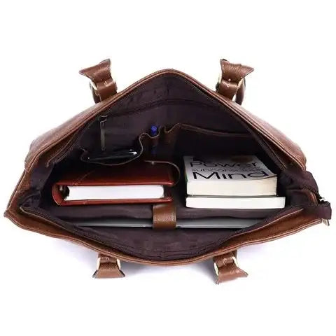 Genuine Leather Women's Brown Laptop Messenger Bag
