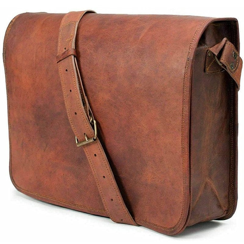 Handmade Leather Full Flap Messenger Bag - Main Image