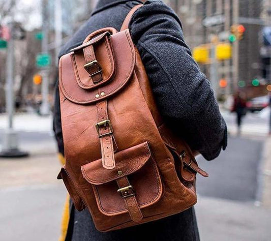 Leather Backpack Travel Bag For Men's