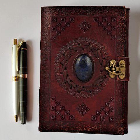 Leather Semi-Precious Stone With Bound Journal