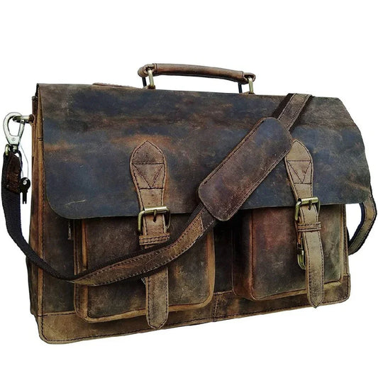 Retro Buffalo Hunter Leather Messenger Bag