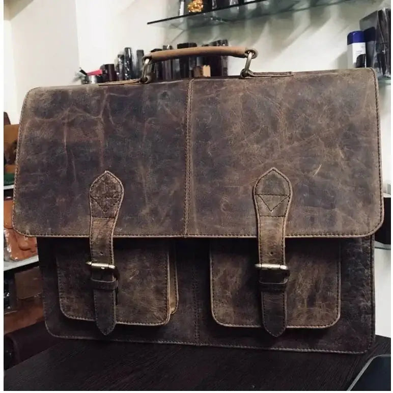 Retro Buffalo Hunter Leather Messenger Bag