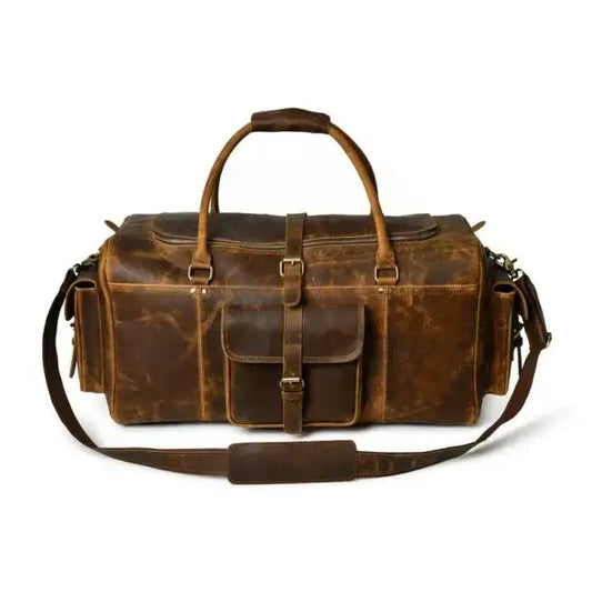 Vintage Buffalo leather Luggage Travel Gym Overnight Bag
