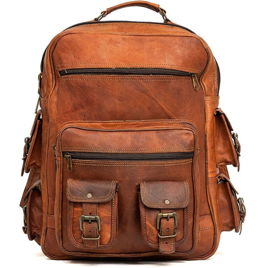 Vintage Leather Backpack Shoulder Rucksack Bag
