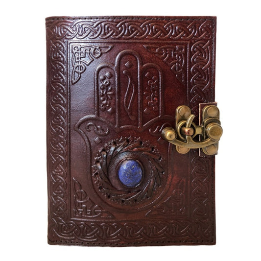 Vintage Leather Brown Hand Stone Journal
