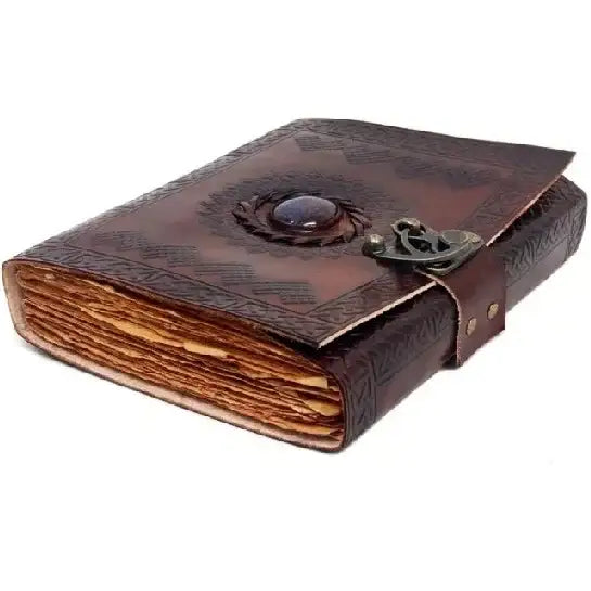 Vintage Leather Chakra Blue Stone Journal