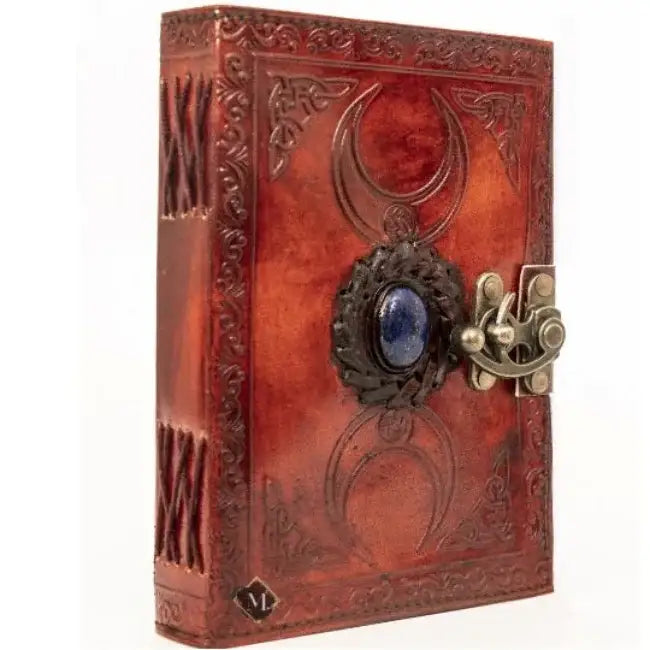 Vintage Leather Moon With Blue Stone Journal