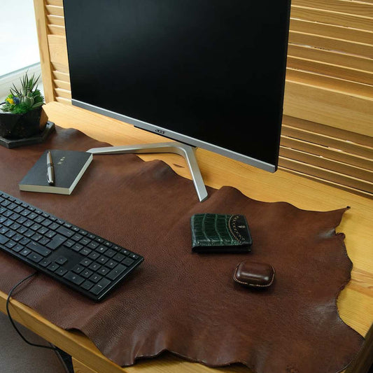 Brown Full-Grain Leather Desk Mat
