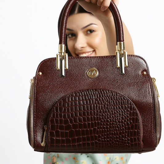 Leather Sling Handbag - Mocha Majesty