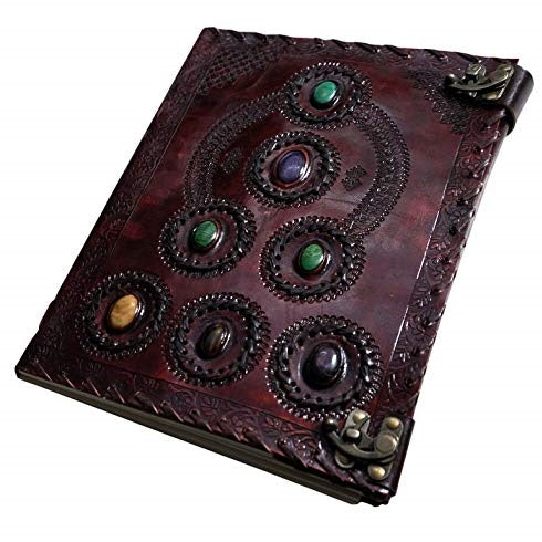 EMBOSSED LEATHER JOURNAL SEVEN STONE