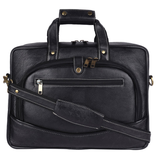 Genuine Leather Briefcase Black Messenger Bag