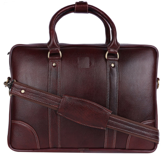 Genuine Leather Brown Laptop Messenger Briefcase Bag